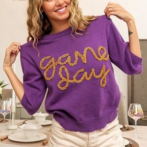 NEW GAME DAY SWEATER PURPLE & GOLD